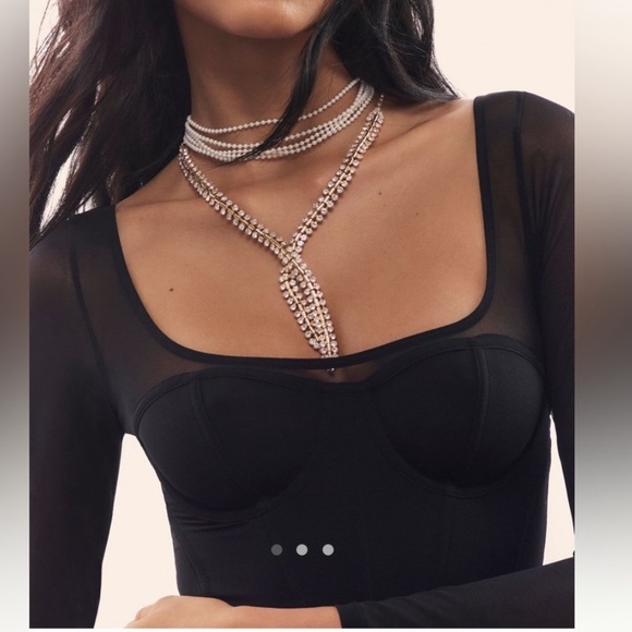 Nwt corset mesh long sleeve crop top - Picture 2 of 6